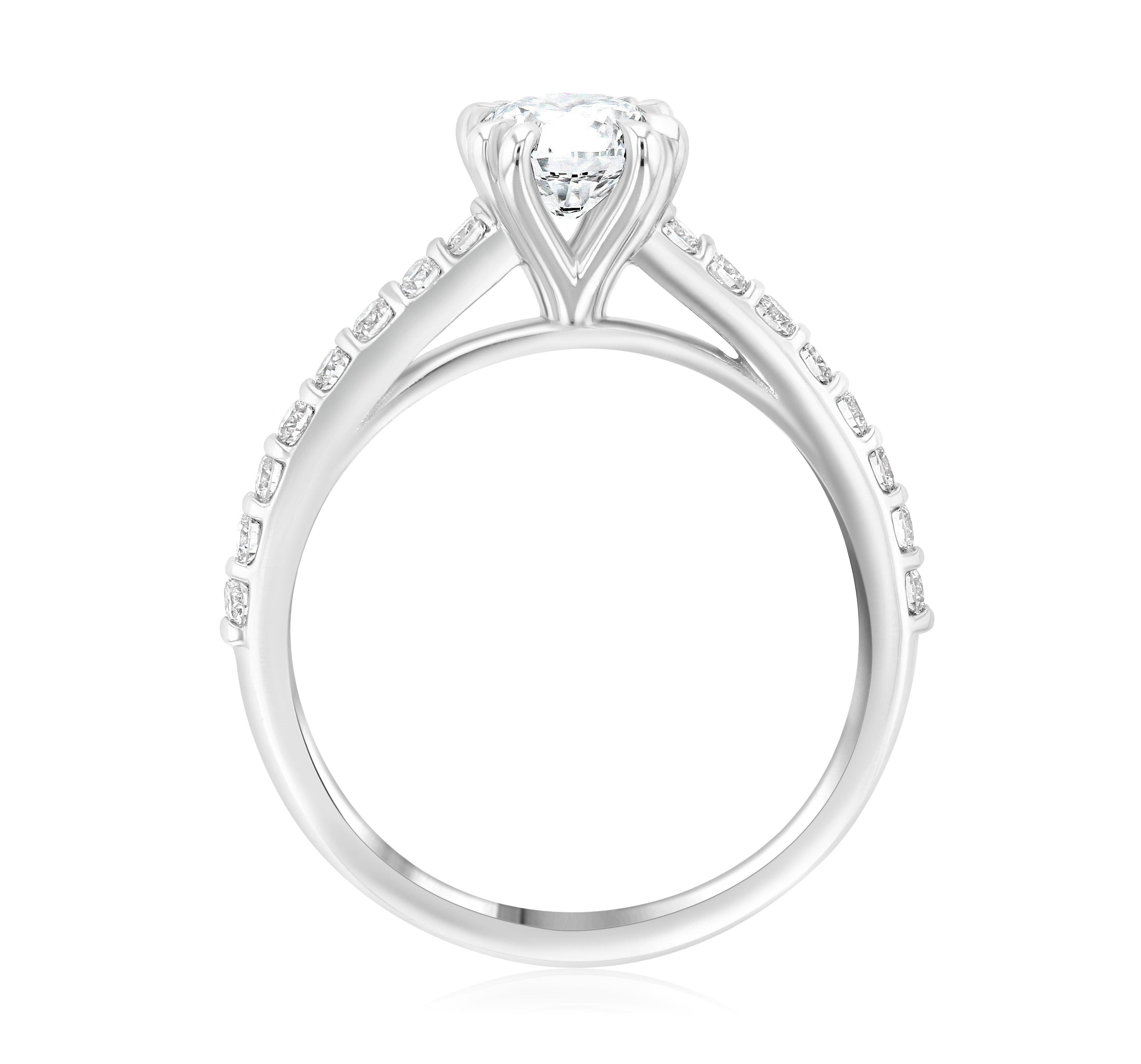 Double Prong Pavé Diamond Solitaire Engagement Ring - The Brothers Jewelry Co.
