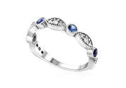 Three-Stone Diamond and Sapphire Infinity Ring (.53 ct. tw.) - The Brothers Jewelry Co.