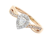 Halo Pear Cut Diamond Engagement Ring Gold Twisted Band (.45 ct. tw.) - The Brothers Jewelry Co.