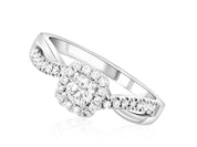 Cushion Halo Round Diamond Engagement Ring 14K Twisted Band (.45 ct. tw.) - The Brothers Jewelry Co.