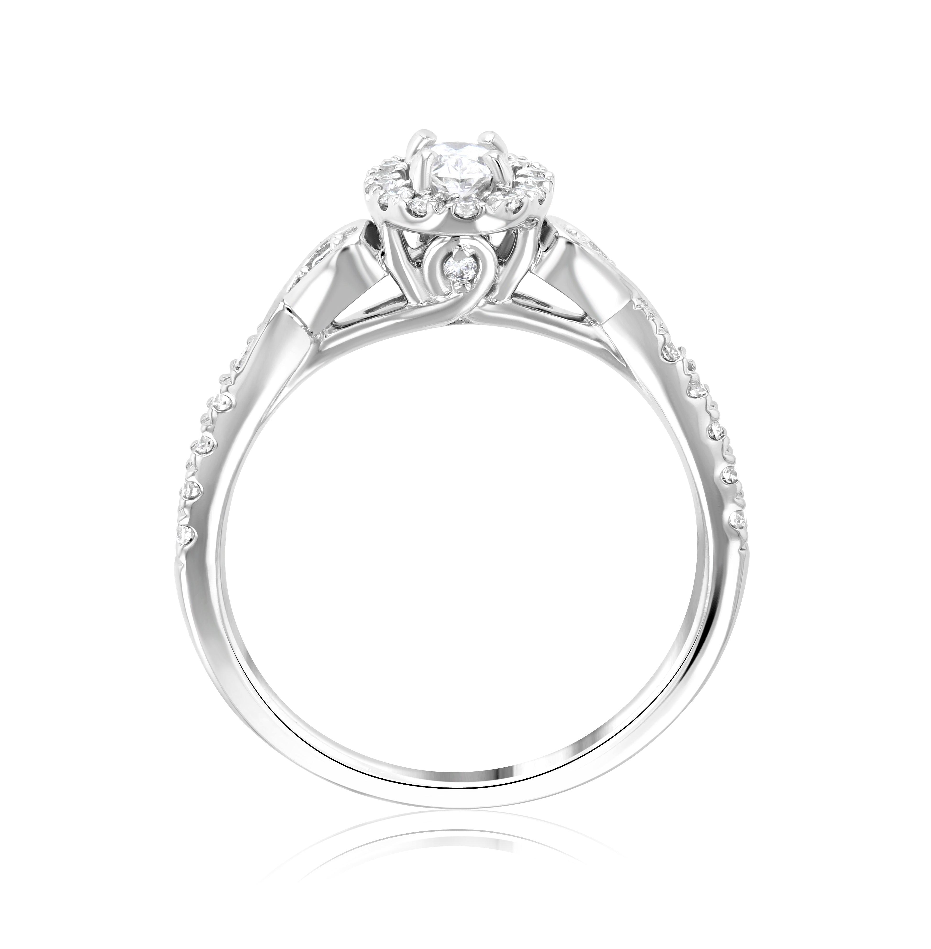 Halo Infinity Oval Diamond Engagement Ring (.56 ct. tw.) - The Brothers Jewelry Co.