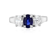 Diamond and Sapphire Three-Stone Oval Engagement Ring (1.65 ct. tw.) - The Brothers Jewelry Co.