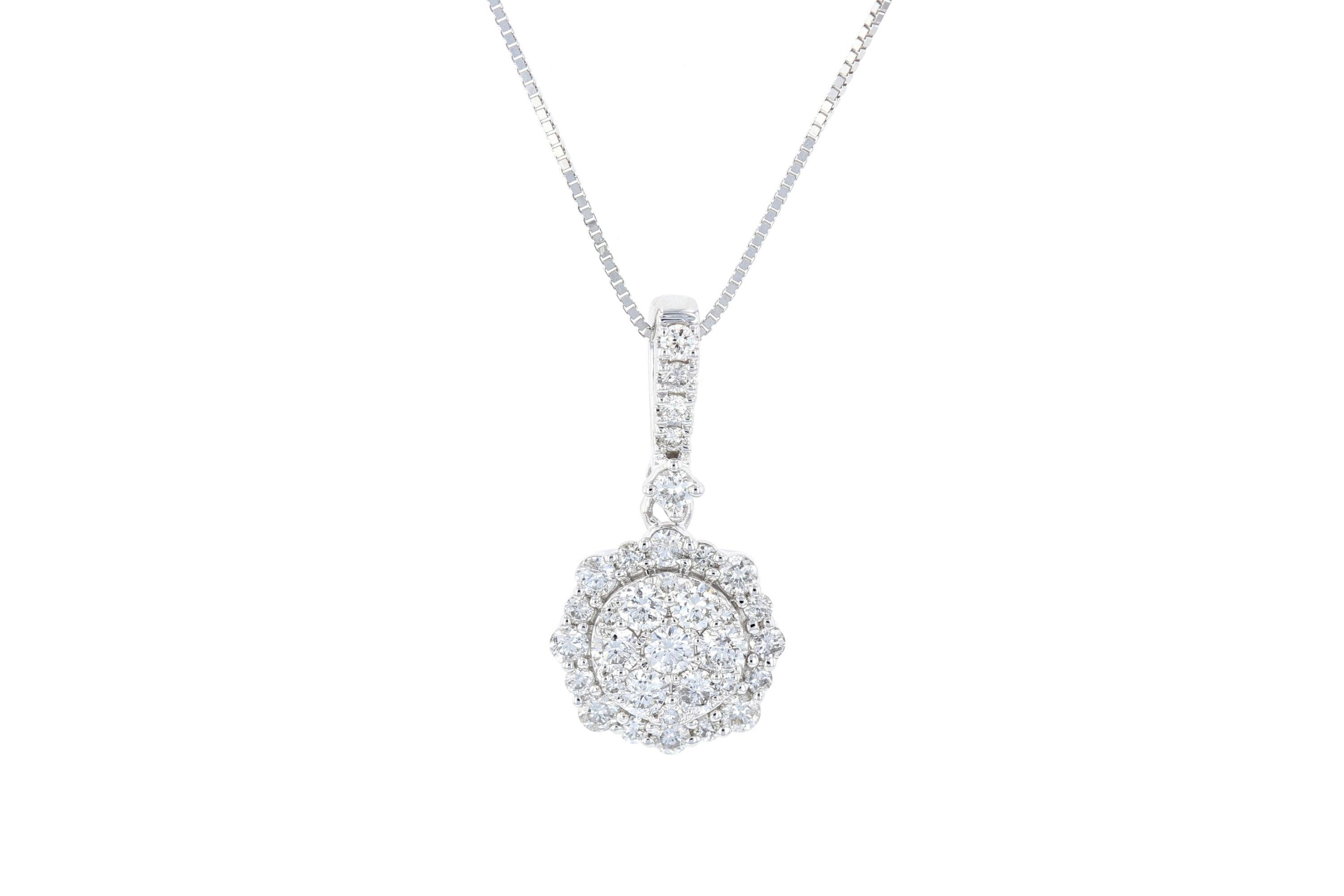 Diamond Pavè Flower Teardrop Pendant Necklace - The Brothers Jewelry Co.