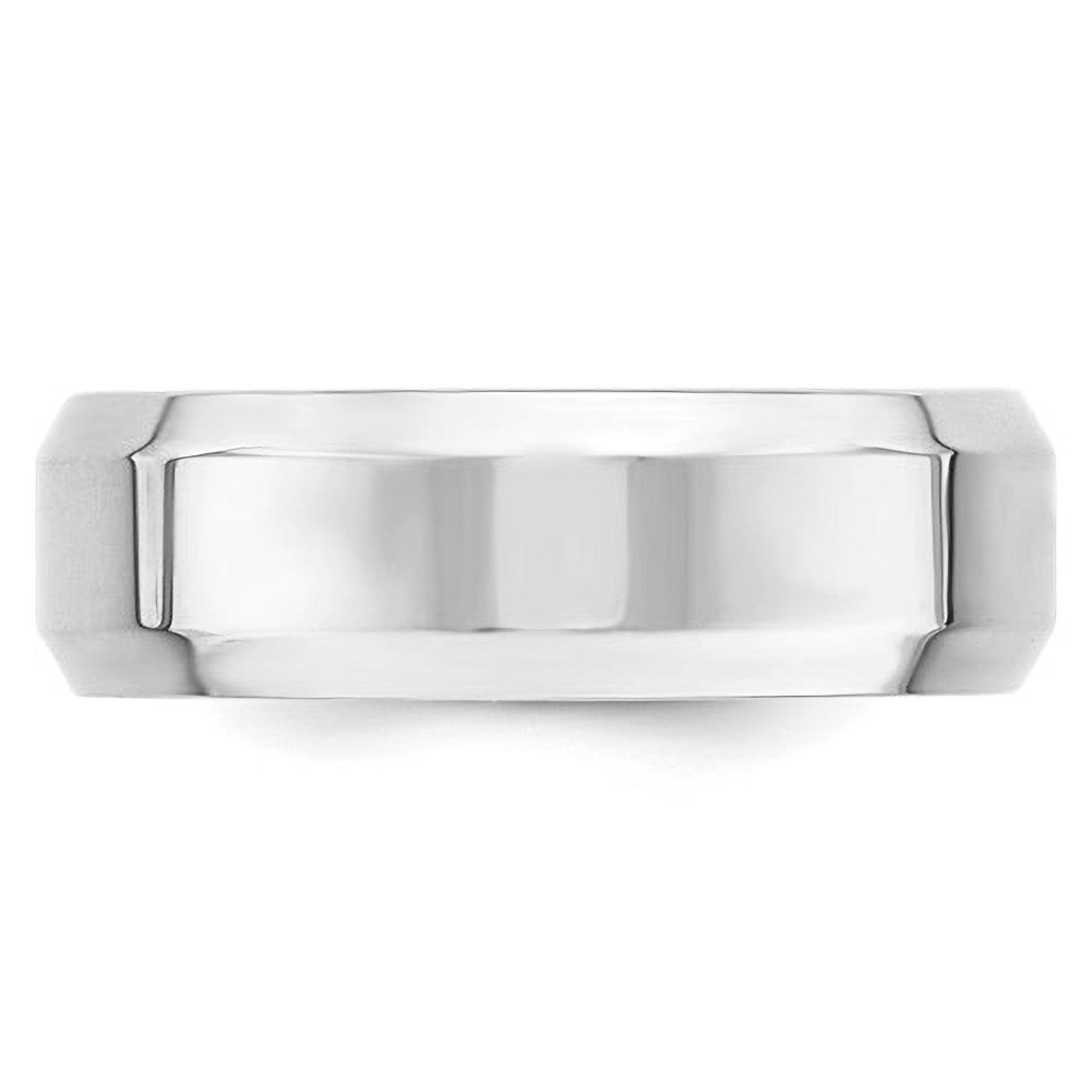 Beveled Edge Comfort Fit Men's Wedding Band 14K White Gold 7mm - The Brothers Jewelry Co.